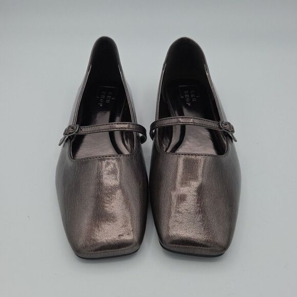 Mary Jane Shiny Pewter Flats - Picture 3 of 8